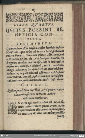 Liber Quartus. Quibus Possint Beneficia Conferri