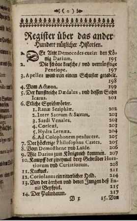 Register über das ander Hundert nützlicher Historien