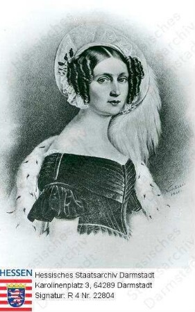 Therese Königin v. Bayern geb. Prinzessin v. Sachsen-Altenburg (1792-1854) / Porträt, linksgewandt, vorblickend, Brustbild