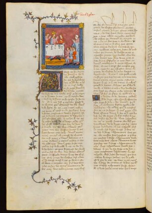 Titelminiatur: Daniel und seine Freunde beim Gastmahl Nebukadnezars