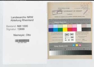 Entnazifizierung Otto Niemeyer, geb. 02.12.1889 (Verw.Gehilfe)