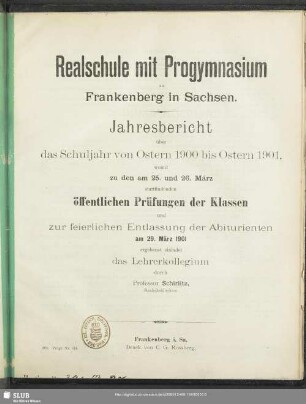 [25.]1900/01+Beil.: Jahresbericht : über das Schuljahr ...