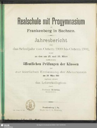 [25.]1900/01+Beil.: Jahresbericht : über das Schuljahr ...