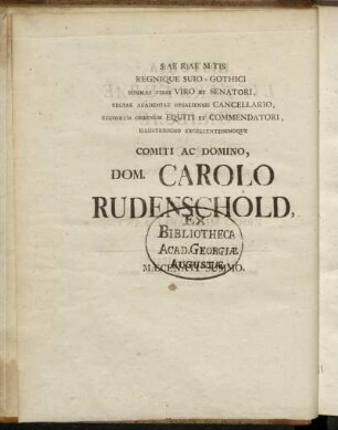 ...Dom. Carolo Rudenschold,...