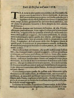 Fatti de Grisoni nell'anno 1618