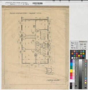 Münster (Münster) Wohnhaus Ulrichstraße Grundriß Obergeschoß 1923 1 : 50 51 x 42 Zeichnung Westfälische Heimstätte Wohnungsgesellschaft Münsterland