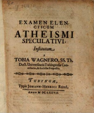 Examen elencticum atheismi speculativi