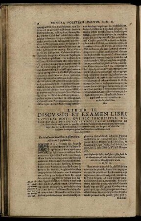 Liber II. / Discussio Et Examen Libri Rupellae Editi, Qui Sic Inscribitur, Ecclesiasticae Disciplinae ...