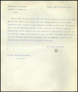 Bericht des ersten Sekretars an das General-Sekretariat