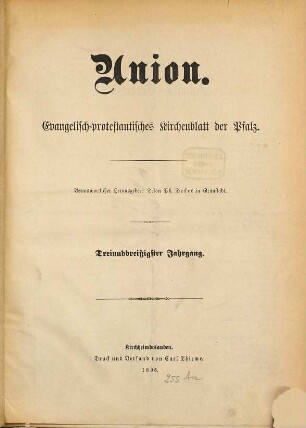 Union : evangelisch-protestantisches Kirchenblatt der Pfalz. 33. 1895