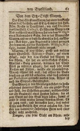 Von dem Erz-Stifft Maynz.