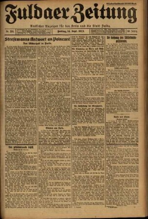 Ausgabe vom Freitag, den 14. September 1923.