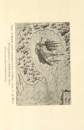 View of Dutch vessels stationed in bay of Albay; from T. de Bry's Peregrinationes (Amsterdame, 1602)