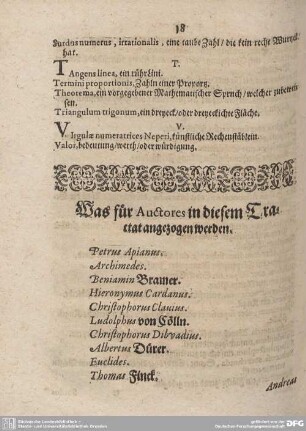 Was für Autores in deisem Tractat angezogen werden.