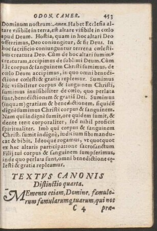 Textus Canonis Distinctio quarta.