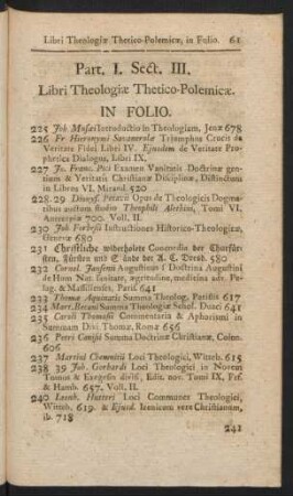 Sect. III. Libri Theologiae Thetico-Polemicae.
