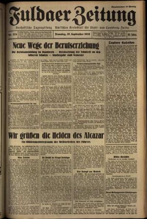 Erste Ausgabe vom Dienstag, den 29. September 1936.