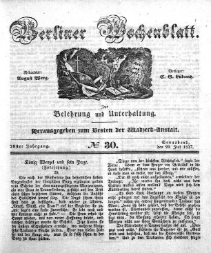 No. 30, Sonnabend, den 29. Juli 1837.