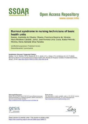 Burnout syndrome in nursing technicians of basic health units