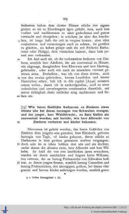 Wie herrn Gotfridts freiherren zu Zimbern zwen elteste sön bei denen herzogen von Schwaben erzogen, und der jungst, herr Waldtbrecht, zu Sant Gallen ain conventual geworden...