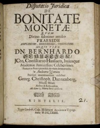 Disputatio Iuridica De Bonitate Monetae