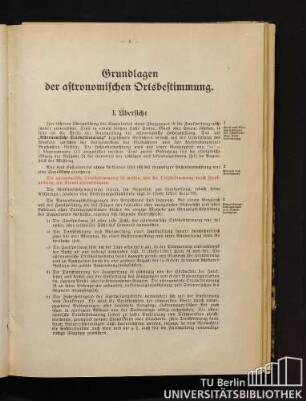 Grundlagen der astronomischen Ortsbestimmung.