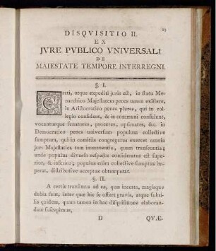 Disquisito II. Ex Jure publico universali de Maiestate tempore interregni.