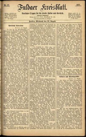 Ausgabe vom Mittwoch, den 22. August 1877.