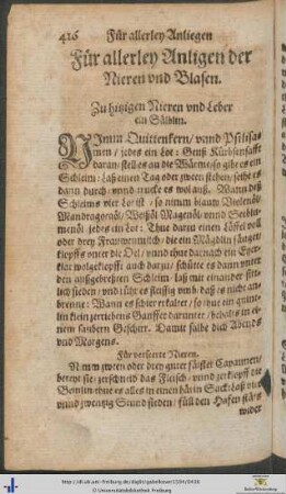 Für allerley Anligen der Nieren und Blasen