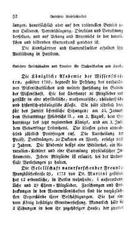 Gelehrte Gesellschaften und Vereine für Wissenschaften und Künste