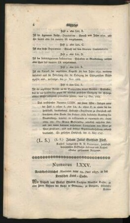 Numerus LXXV. Reichhofräthliches Mandatum vom 12. Junii 1697. in der Kernischen Haus-Sache