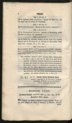 Numerus LXXV. Reichhofräthliches Mandatum vom 12. Junii 1697. in der Kernischen Haus-Sache