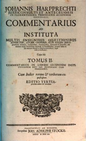 Commentarius in quatuor libros Institutionum Iuris Civilis, 2