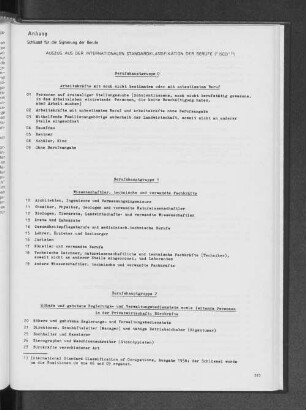 Schlüssel für die Signierung der Berufe: Auszug aus der internationalen Standardklassifikation der Berufe ("ISCO")