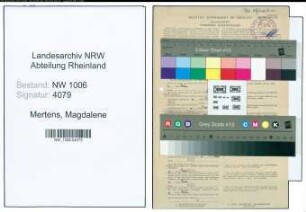 Entnazifizierung Magdalene Mertens , geb. 21.02.1893 (Lehrerin)