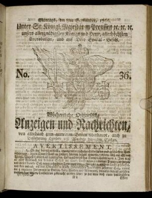 No. 36. Montags, den 8ten September, 1766.
