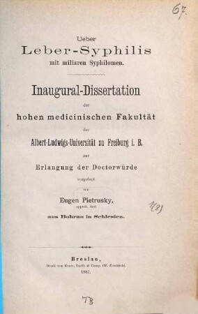Ueber Leber-Syphilis mit miliaren Syphilomen