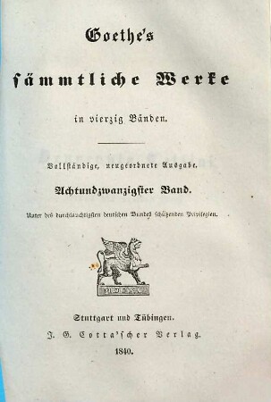 Goethe's sämmtliche Werke : in vierzig Bänden, 28 : Benvenuto Cellini