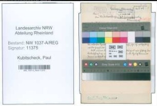 Entnazifizierung Paul Kubitscheck , geb. 02.04.1898 ()