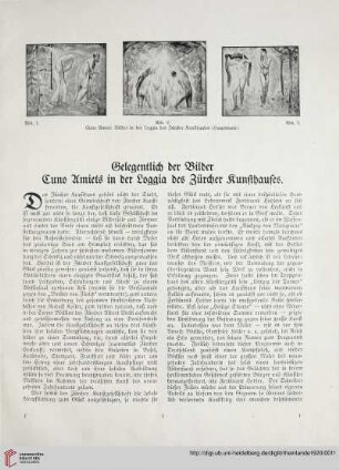 30: Gelegentlich der Bilder Cuno Amiets in der Loggia des Zürcher Kunsthauses