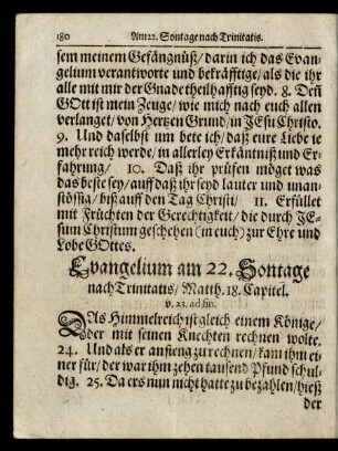 Evangelium am 22. Sontage nach Trinitatis/ ...