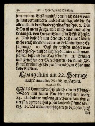 Evangelium am 22. Sontage nach Trinitatis/ ...