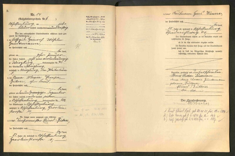 Standesamtsbuch der Stadt Aschaffenburg: Eheschließungen 252/1930 - 130/1931
