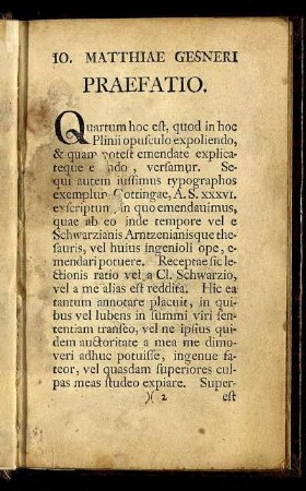 Io. Matthiae Gesneri Praefatio.