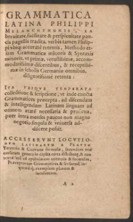 Grammatica latina Philippi Melanchthonis ...