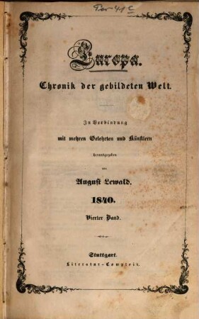 A. Lewald's Europa : Chronik der gebildeten Welt. 1840,4, 1840,4