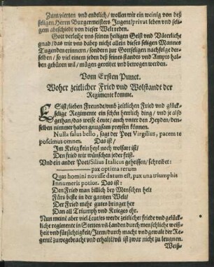 Vom Ersten Punct. Woher zeitlicher Fried und Wolstandt der Regimente komme.