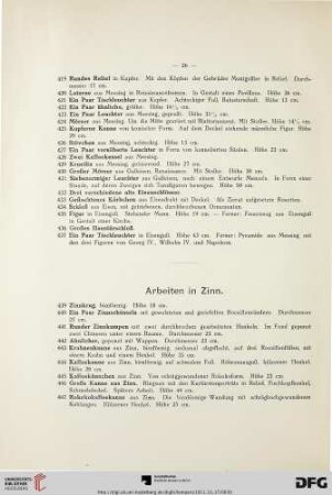 Arbeiten in Zinn (Nr. 439-482)