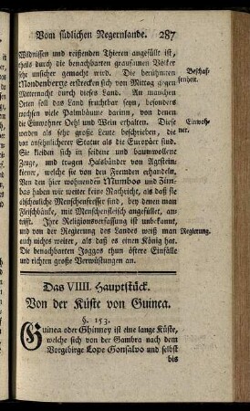 Das VIIII. Hauptstück. Von der Küste von Guinea.
