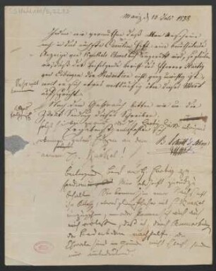 Brief an Gottfried Weber : 13.07.1838